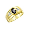 thumbnail image 3 of RYLOS Men's Rings 14K Yellow Gold Classic 7X5MM Oval Gemstone & Diamond Ring Onyx October Birthstone Rings For Men, Gold Rings Size 12, 3 of 7