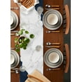 thumbnail image 2 of Table Runner Dresser Scarves 72 Inch Long, Abstract Natural Marble with Silver Line Linen Dining Table Runners White and Navy Blue Stone Tabletop Scarf for Wedding Holiday Party Kitchen, 2 of 7