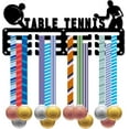 thumbnail image 2 of Iron Medal Hanger Display Table Tennis Medal Holder Rack Sports Awards Rack Organizer with 12 Hooks 3 Rows Small Black Metal Wall Mount for Hanging 40+ Medals Race Athletes 11.4 x 5.1 inch, 2 of 8