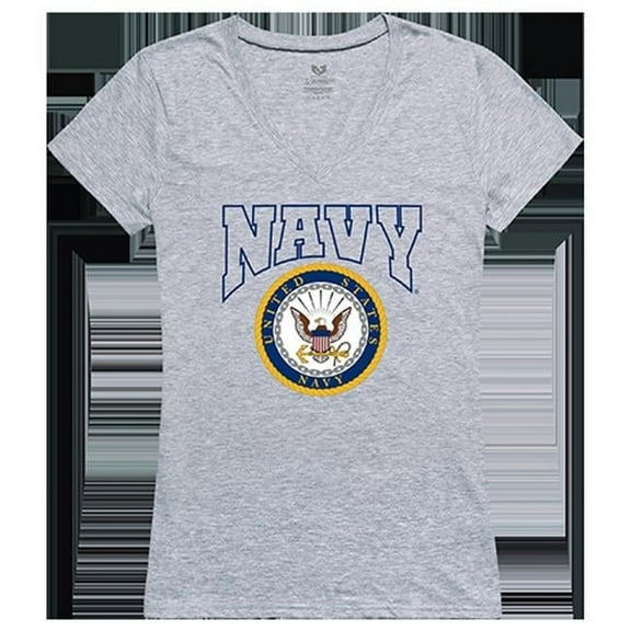 Navy Graphic V-Neck T-Shirts, Heather Grey - Small