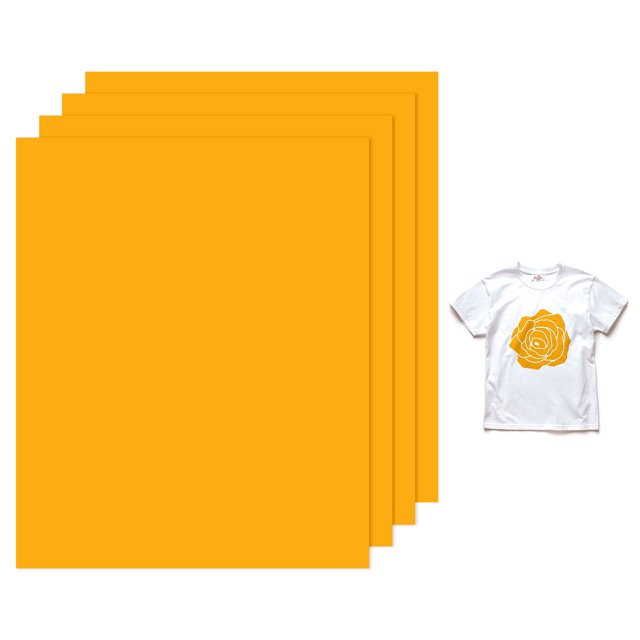 Uxcell 4 Hojas de Vinilo Puff 3D para Transferencia de Calor 12x10 Pulgadas Naranja Amarillo para Camisetas y Proyectos de Tela DIY