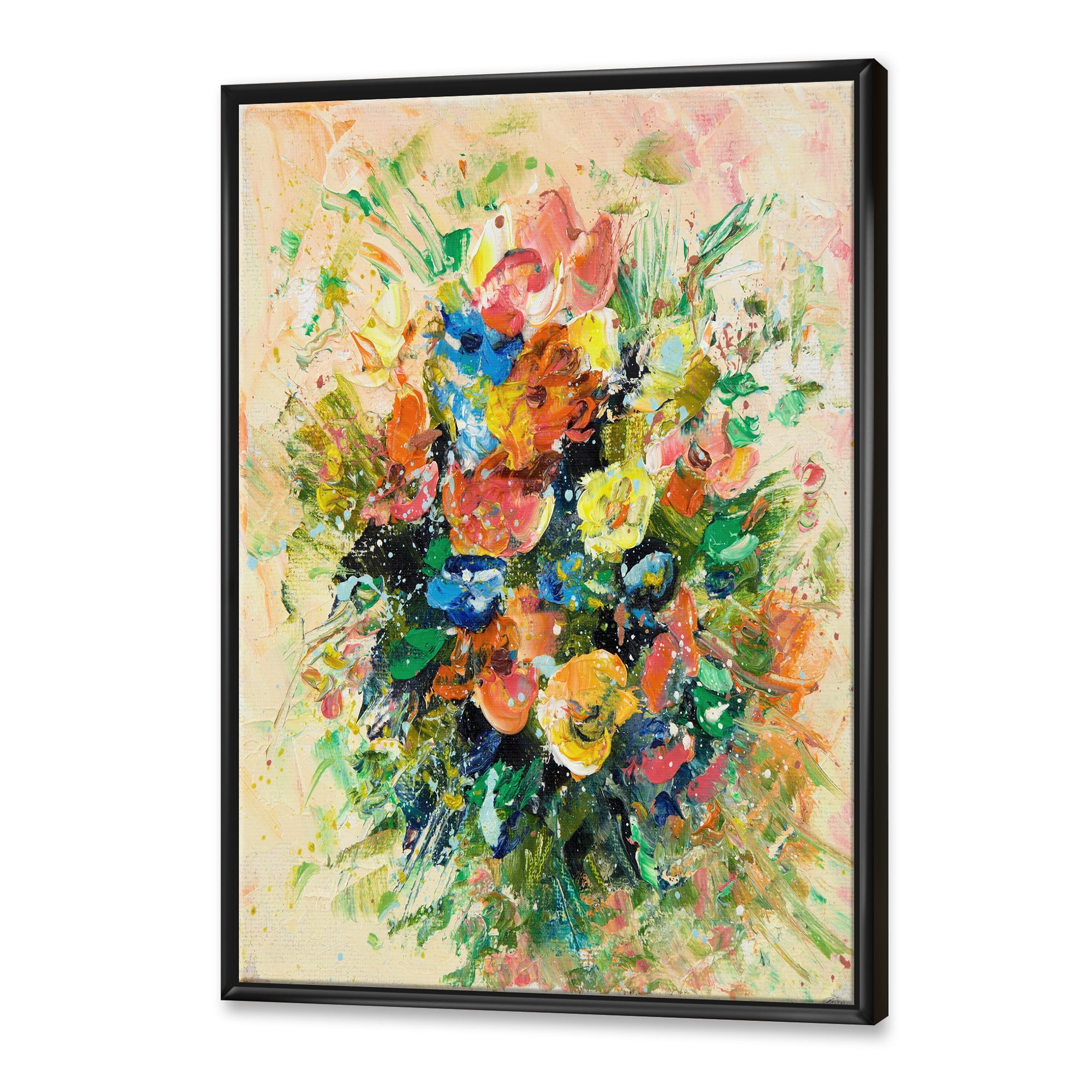 Designart 'Ancient Fresh Flowers Bouquet Of Wildflowers' Traditional Framed Canvas Wall Art Print