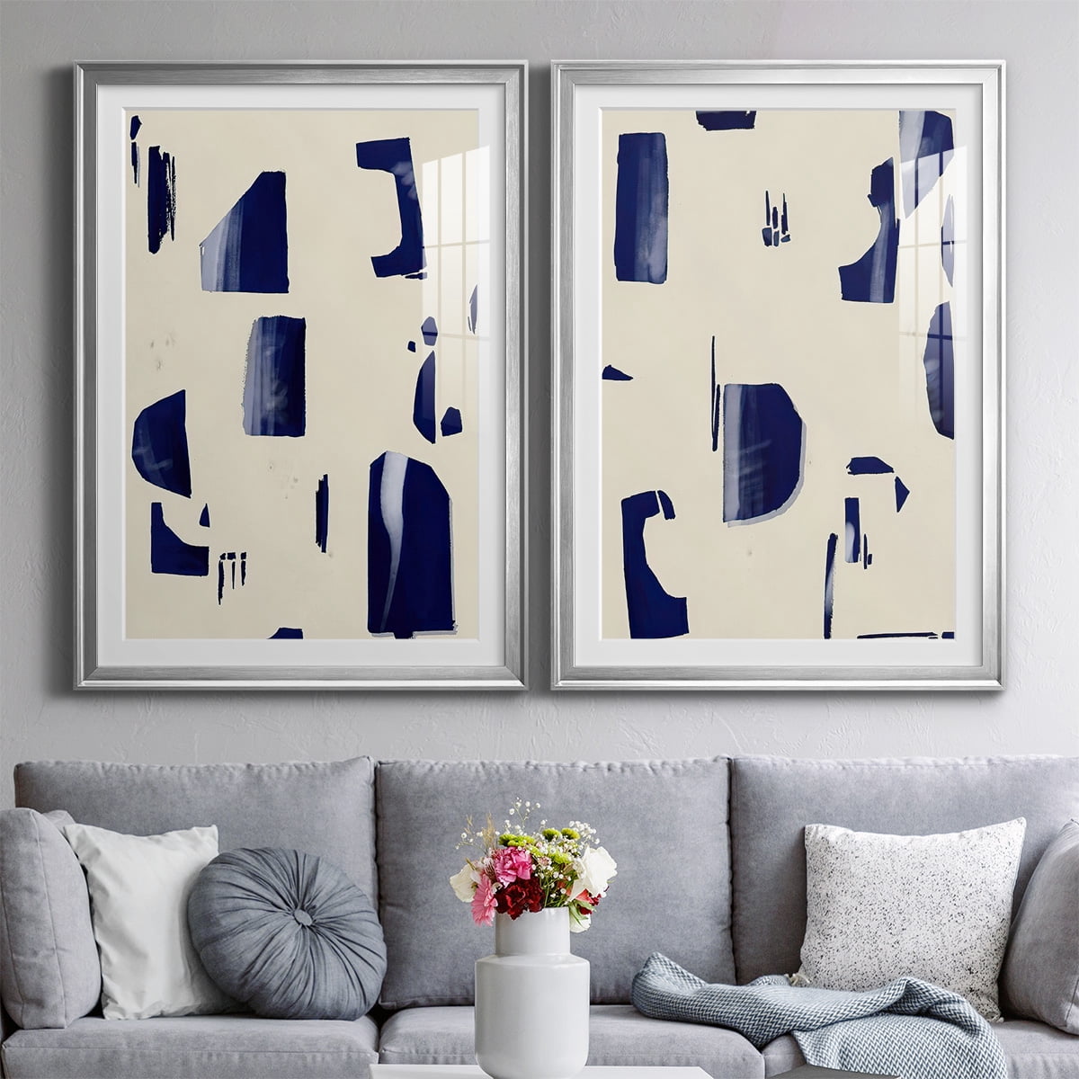 Wexford Home Fragment Abstraction I Premium Framed Print, 22.5" x 30.5" - Ready to Hang, Silver (Set of 2)