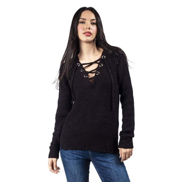 Suéter escote cruzado Roman Fashion Juvenil 0034 Negro