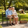 thumbnail image 2 of Outsunny 50" Outdoor Metal Garden Bench with Vintage Floral Pattern, Black, 2 of 10