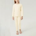 thumbnail image 2 of Riecok Girls Thermal Underwear Sets Long Sleeve Solid Color Pullover Tops and Long Pants Soft Comfortable Bottom Sets, 2 of 8
