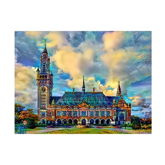 Canvas Wall Art - Pedro Gavidia 'The Hague Netherlands Peace Palace' Wall Art for Living Room, Bedroom, or Office Décor by Trademark Fine Art - 19 x 14 Inches