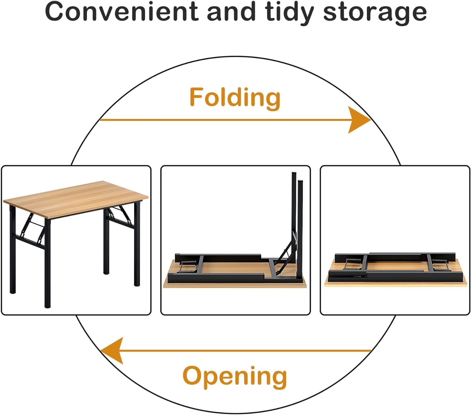 Sogesfurniture Compact Folding Table 80x40cm Computer Desk Office Desk Dinning Table Portable For Home Office,Picnic, Garden, Camping (Black