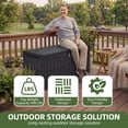 thumbnail image 3 of Uforic 110 Gallon Large Outdoor Deck Box, Waterproof Resin Storage Box with Lockable Lid, 2-Person Patio Bench Seat for Outdoor Cushions, Garden Tools, Sports and Pool Accessories, Dark Gray, 3 of 5