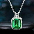 thumbnail image 3 of TAAPSEE JEWELS 3.00Ct Green CZ Halo Women's Pendant With Chain 925 Silver, 3 of 4