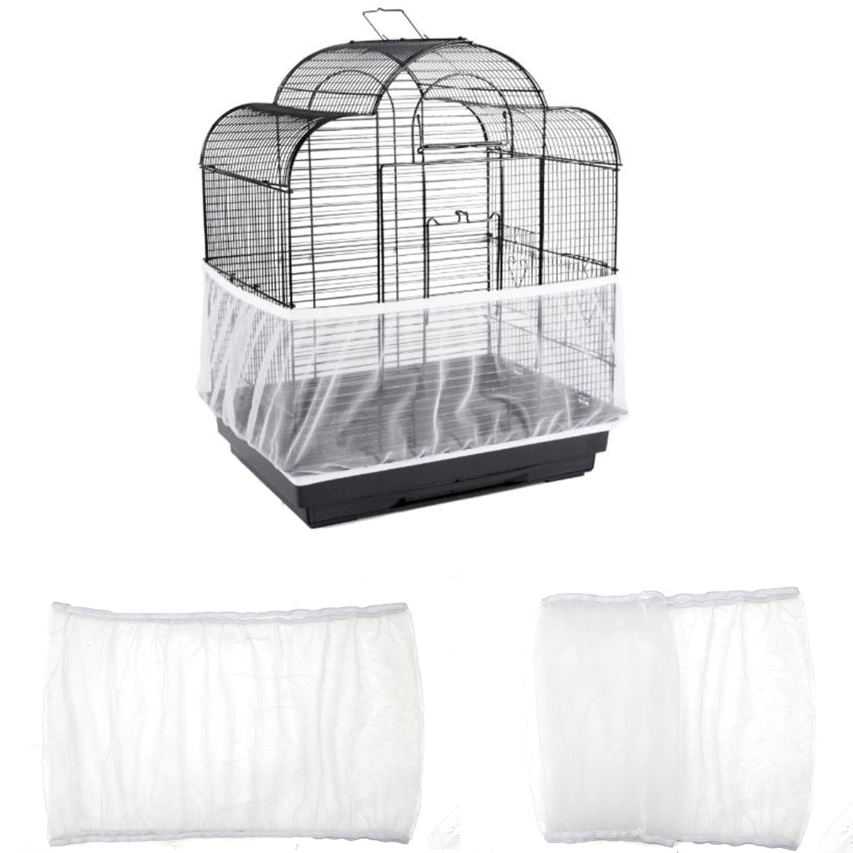 QBLEEV Bird Cage Cover Stretchy Seed Catcher Birdcage Nylon Mesh Net Cover Skirt Guard Shell 