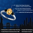 thumbnail image 2 of Gem Stone King 1.79 Ct Oval Checkerboard Yellow Citrine Black Diamond 925 Sterling Silver Ring, 2 of 6