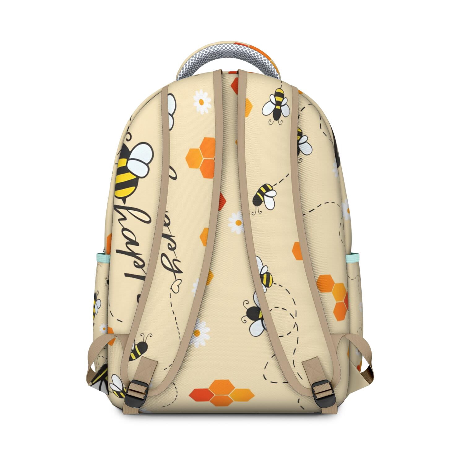 Bees & Leaves Backpack&nbsp;- Eco-Friendly School Bag for Students, Lightweight & Water-Resistant, Multiple Pockets, Comfortable Carry, Bee Themed Gift