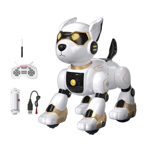 Juguete para perro robot, juguete electrónico para mascotas, perro mecánico eléctrico con detección de gestos, juguete para cachorros con control oro