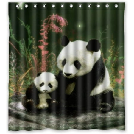 Hellodecor Gentle Panda Mom Panda Son Shower Curtain Polyester Fabric Bathroom Decorative Curtain Size 66x72 Inches Hellodecor Gentle Panda Mom Panda Son Shower Curtain Polyester Fabric Bathroom Decorative Curtain Size 66x72 Inches