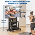 thumbnail image 4 of RTVR Rolling TV Cart Stand on Wheels for 40-86 inch TVs with Storage Shelves, Reinforced Wide Base up to 200lbs, Black, 4 of 8
