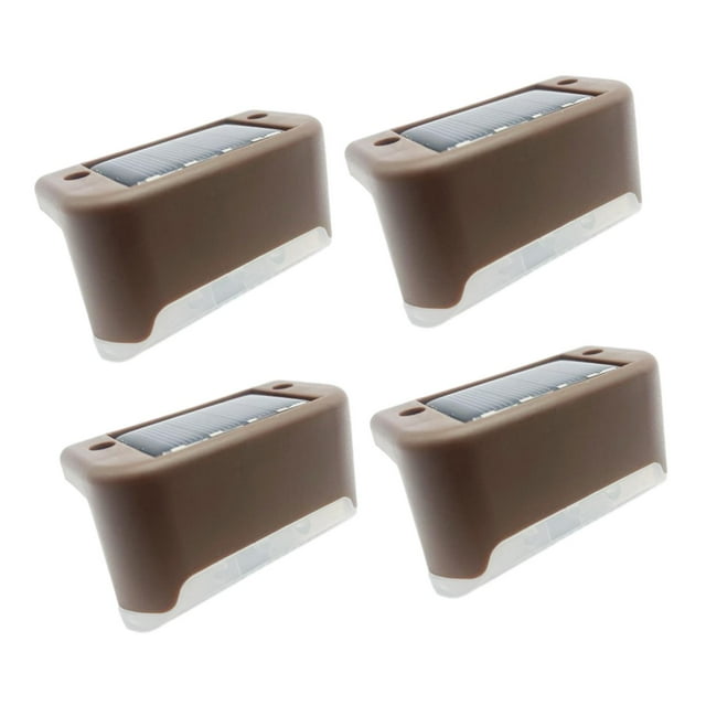 4 Piezas Lámparas LED para Escalones Luces para Escalones Luces Solares LED Impermeables Luces para Cubierta para Luz cálida marrón Cola Luces de paso
