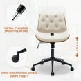 thumbnail image 5 of HAWGUAR Armless Home Office Chair with Wheels Mid Back Modern Walnut Chair Small Desk Chair No Arms Leather  Computer Chair for Office, Meeting Room,Makeup Room (Beige), 5 of 6