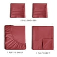 thumbnail image 3 of CGK Linens 4-Piece Ultra Soft & Comfy Hotel Luxury Sheet Set - King Size Cooling Bed Sheet Fits 8"-16" Mattresses, Burgundy, 3 of 7