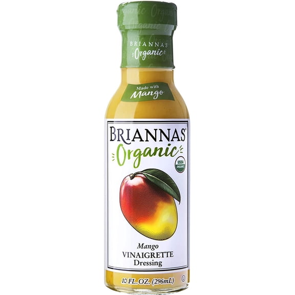 Briannas Organic Vinaigrette Dressing Mango 10 fl oz (Pack of 4)