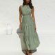 thumbnail image 4 of Vestido hasta el tobillo liso sin mangas elástico con cuello redondo bohemio a la moda para mujer Fridja hj2995, 4 of 9