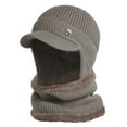 thumbnail image 2 of harmtty Warm 1 Set Men Hat Scarf Solid Color Short Brim Dome Thickened Plush Lining Coldproof Winter Stretch Knitted Hat Outdoor Wear Khaki, 2 of 8