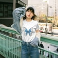 thumbnail image 2 of Womens Oversized Tshirt Graphic Butterfly Tees Crew Neck Summer Short Sleeve Cute Casual Basic Tees Tops S-3XL, 2 of 7