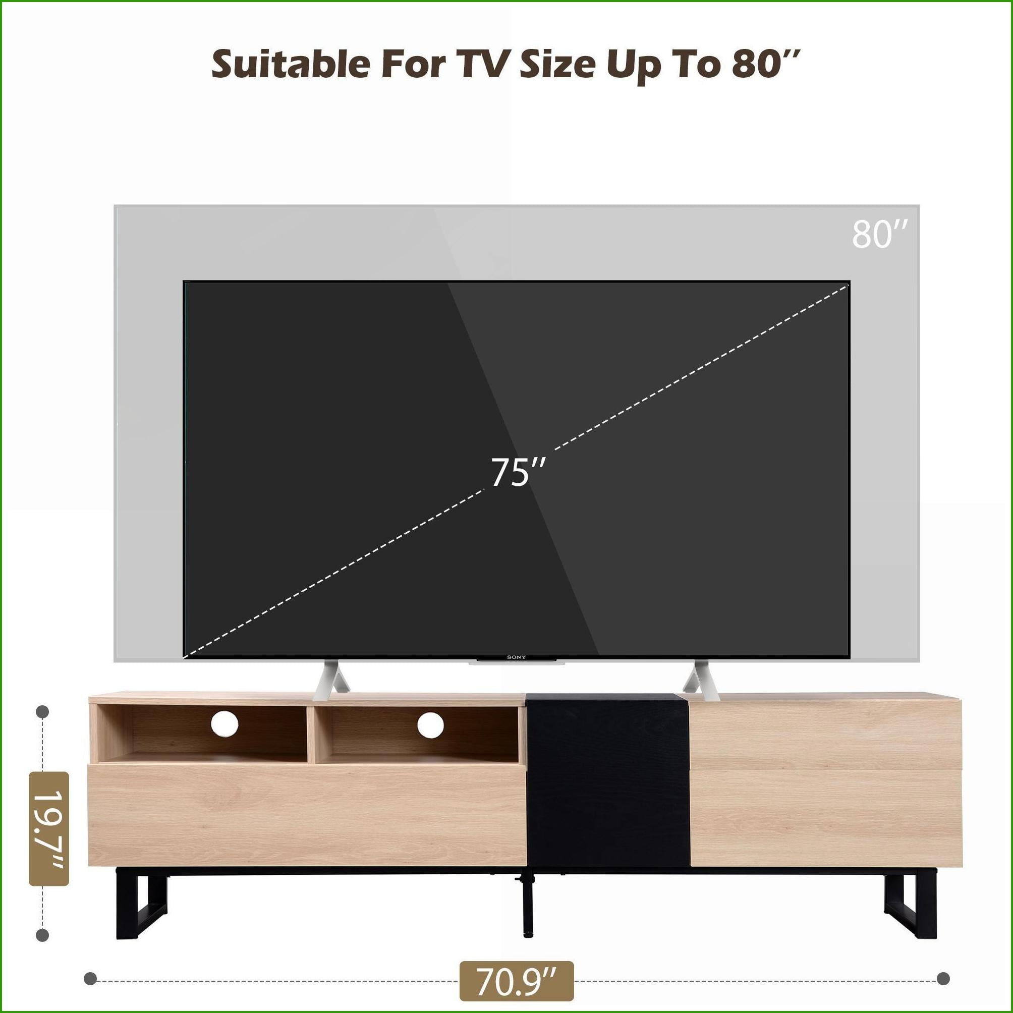 TV Furniture, Modern Entertainment Center for 80'' TV with Storage & Drop Down Door | Particle Board | TV Size 70-80 Inches