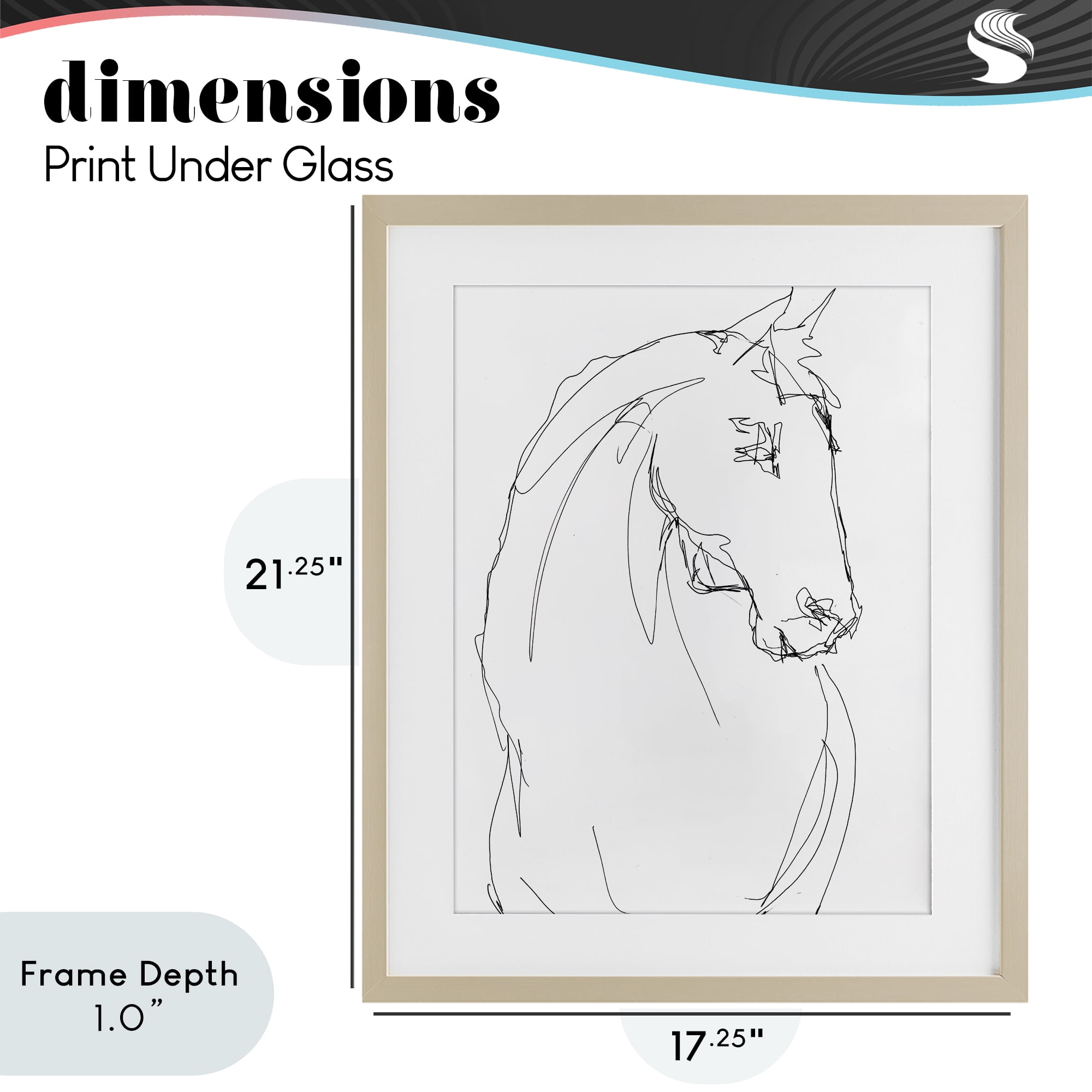 Stupell Industries Sketched Horse Contour Birch Framed Print Under Glass, design by Lorenzo Collective