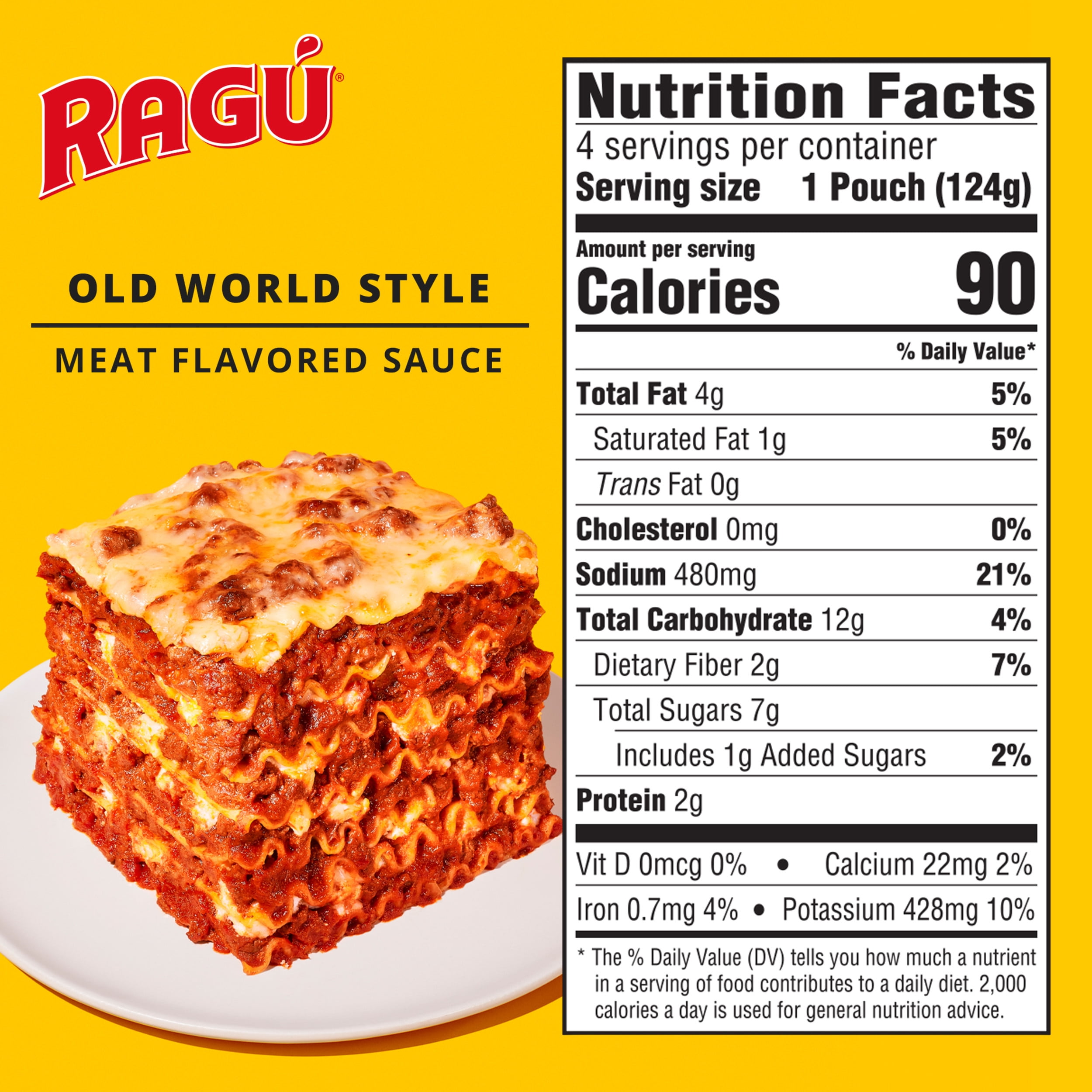 Ragu Old World Style Sauce Flavored with Meat, Made with Olive Oil, Perfect for Italian Style Meals at Home, 4.4 oz, 4 Count