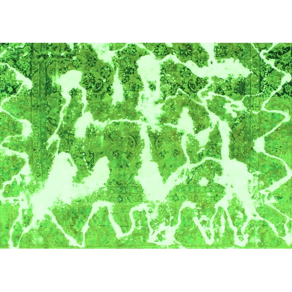 Ahgly Company Indoor Rectangle Abstract Green Modern Area Rugs, 5' x 8'