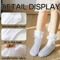 thumbnail image 2 of AUQ 4Pcs Kids Socks,Comfortable Breathable Fabric Girls Socks,Charming Lace Design Cute Socks,White, 2 of 7