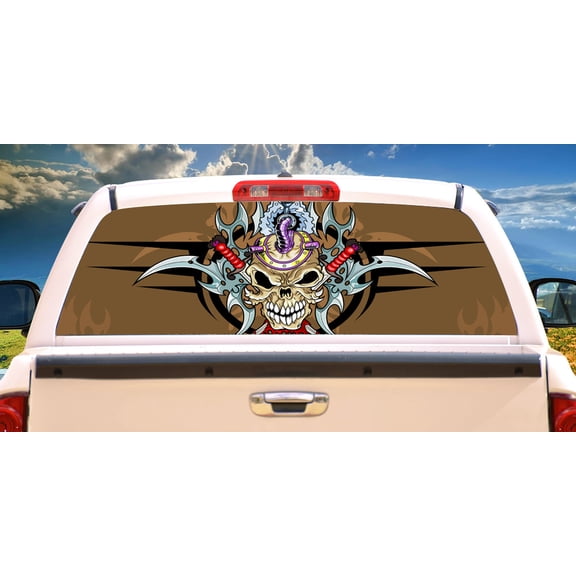 BLOODY SKULL Rear Window Graphic back truck decal suv view thru vinyl