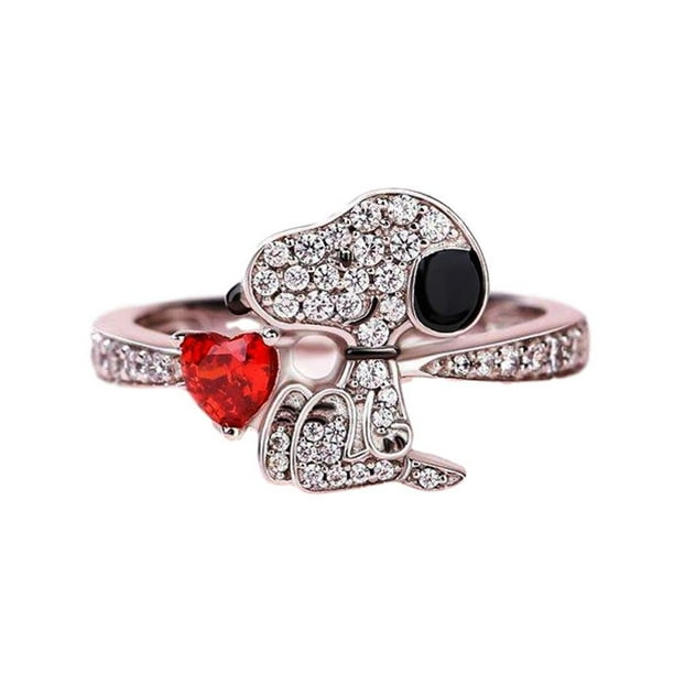 Mainstreet Classics Snoopy With Rhinestones And Heart Stainless Steel