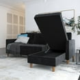 thumbnail image 3 of Desert Fields Presley Reversible Storage Sectional Futon, Black Chenille, 3 of 21