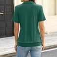 thumbnail image 4 of Womens Polo Shirts Short Sleeve Banded Bottom Business Tops Collared V Neck Casual Dressy Blouses Dark Green XL, 4 of 5