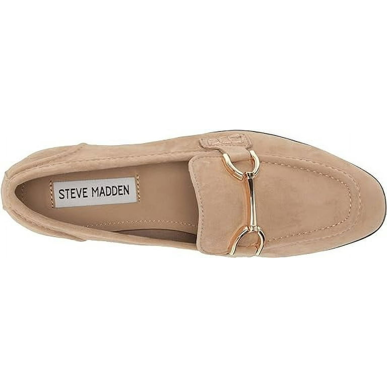 Steve Madden Carrine Tan Suede Slip On Almond Toe Stacked Flat Heel Dress Loafer Tan Suede 8.5