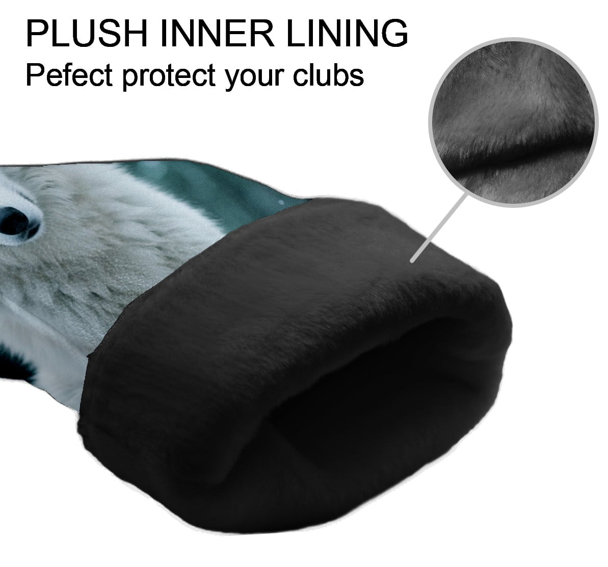 Golf Club Head Cover Waterproof Leather Golf Accessories HeadCovers Set Driver Headcover for Women Men Ice White Forest Wolf