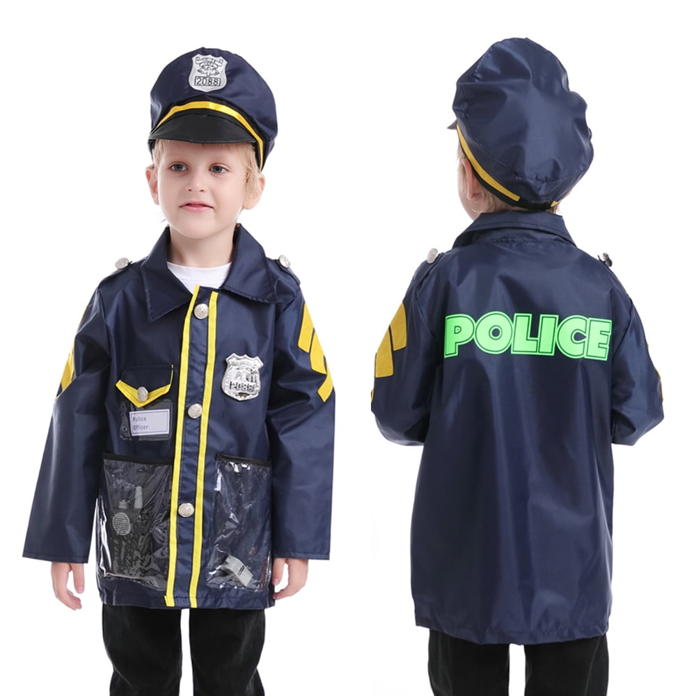 TOPTIE Police Costume for Kids, Role Play Dress-Up Set for 3 - 7 Years Old-Navy Blue-S