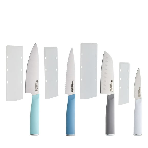 KitchenAid 4-Piece Chef Knife Set with Blade Covers, High-Carbon Japanese Steel, Multicolor
