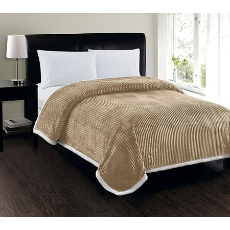 Elegant Comfort Best, Softest, Luxury Micro-Sherpa Blanket on Walmart! Heavy Weight Stripe Design Ultra Plush Blanket, King/Cal King,