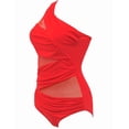 thumbnail image 5 of LMLYSoH Women Summer Bathing Suit, One-Piece Solid Color Sleeveless Padded Bikini, Mesh One Shoulder Off Wire Free Swimming Suit, 5 of 6