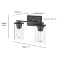 thumbnail image 6 of Millennium Lighting Verlana Metal 2 Light Bathroom Vanity Light- Matte Black, 6 of 7