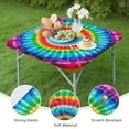 thumbnail image 4 of Colorful Tie Dye Circular Pattern Square Fitted Tablecloth with Elastic Edge,Square Table Cover,Washable Elastic Table Cover for Home Kitchen Party Decor 36"x36", 4 of 6