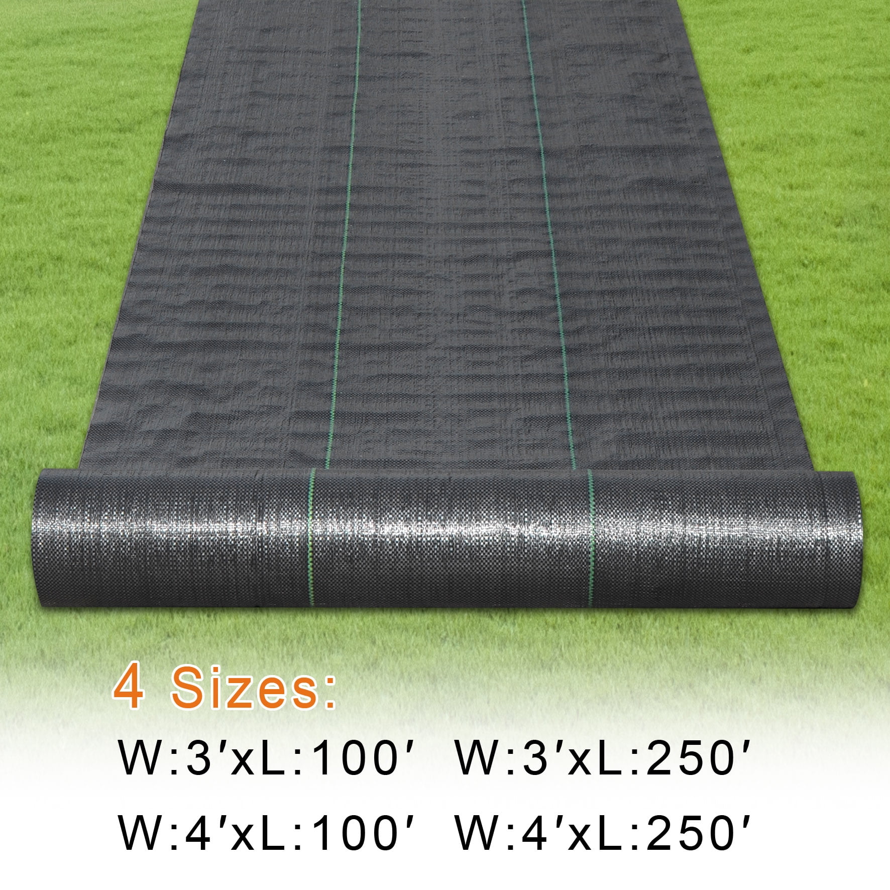 Sunny Garden Weed Barrier Landscape Fabric Durable Heavy-Duty Weed Block Gardening Mat (4'x250')
