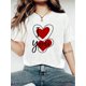 thumbnail image 1 of Women's Fashionable I Love You Print T-Shirt For Valentine's Day - Casual Short Sleeve Crew Neck Top - Lightweight & Breathable For Spring & Summer Wardrobe, 1 of 6