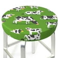 thumbnail image 3 of Fotbe Cows With Calfs Green Stool Covers Round,Waterproof Round Bar Stool Covers Bar Chair Covers Washable Stool Cushion Slipcover for 12-14 Inch Chair-13 inch, 3 of 7