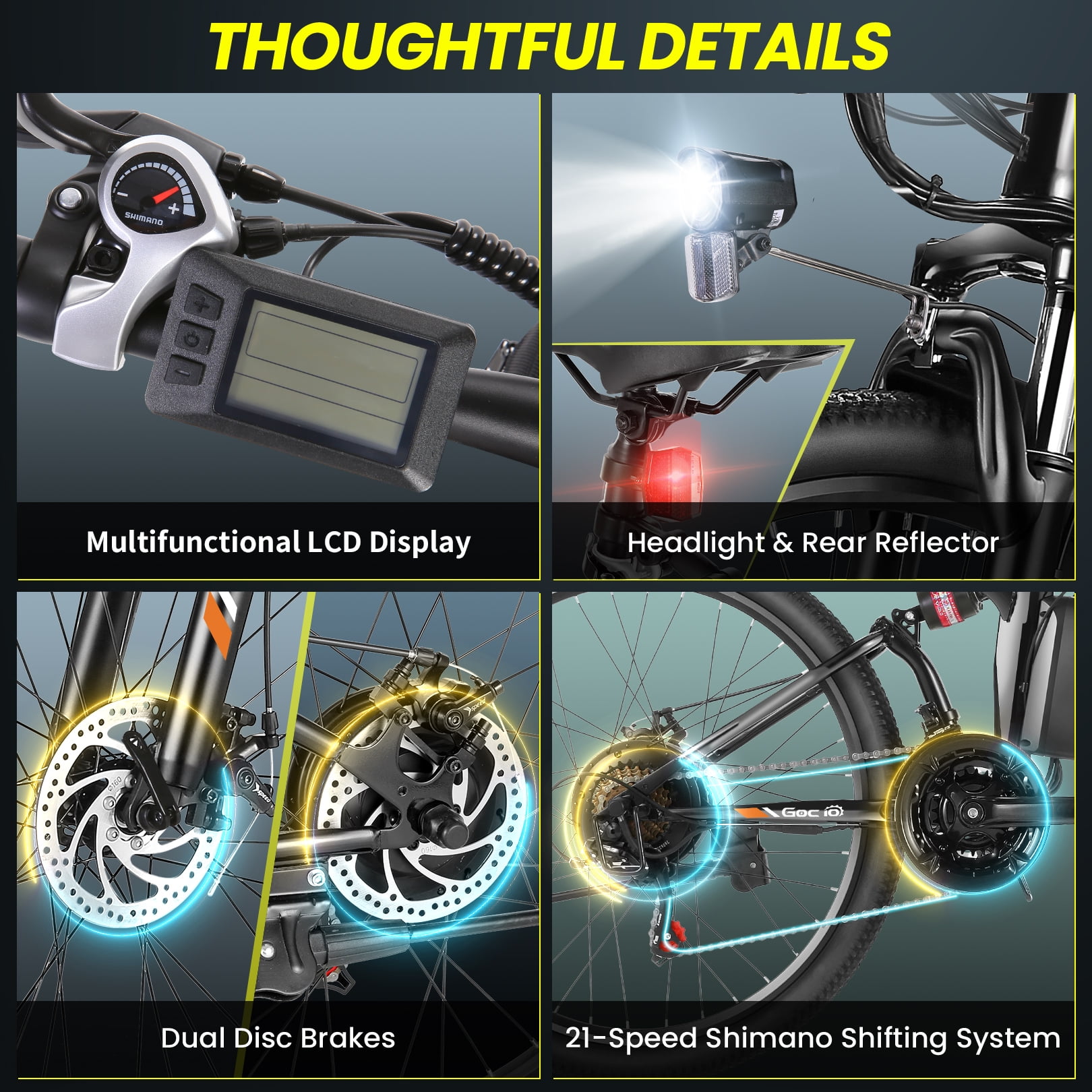 Gocio 26" Folding Electric bike for Adults, 750W Peak Motor 48V 7.8Ah Battery, 21 Speed Mountain Ebike, UL2849