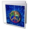 3dRose Retro Hippie Themed Peace on Earth with Disco Ball and Tie Dye - Greeting Card, 6 by 6-inch