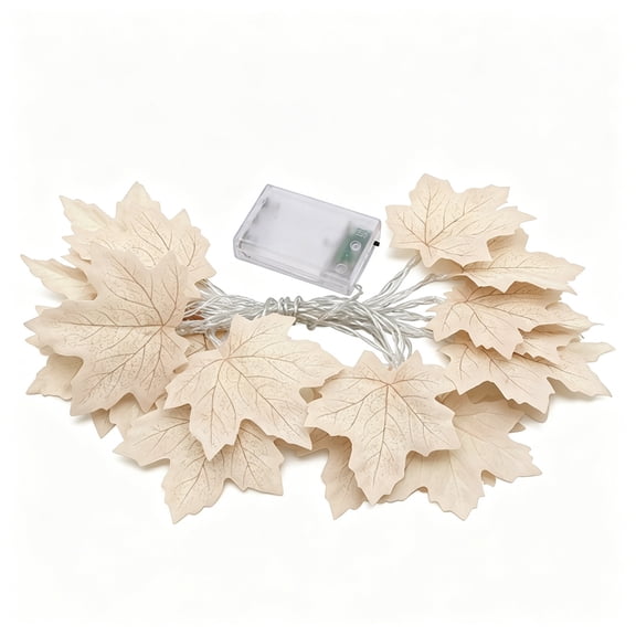 Beige Maple Leaf Garland String Lights, Light Up Fall Leaves Hanging Vines Garlands, Pre-Lit Autumn Harvest Artificial Foliage Garland Thanksgiving Decorations for Indoor Outdoor Mantel Party Wall